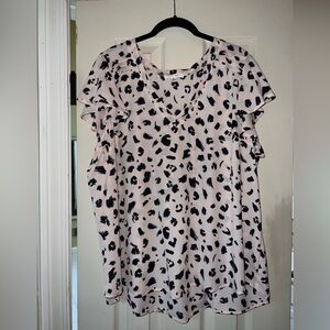 Elegant Pink and Black Print Women's Blouse
